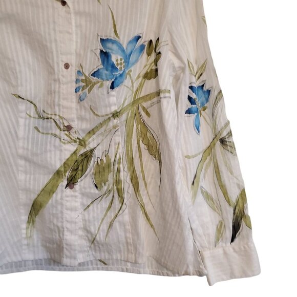 Norm Thompson Cotton Floral Button Up Blouse - Picture 3 of 9